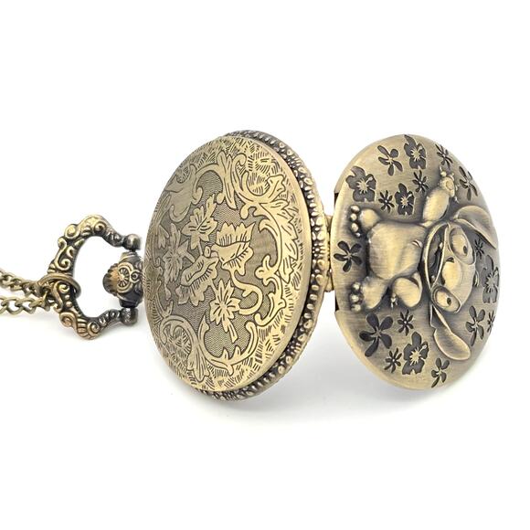 Lilo & Stitch Pocket Watch - Personalized Gift for Fans, Silver or Bronze Finish - Picture 4 of 10